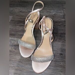 Jewel Badgley Mischka Blush and Silver Heels